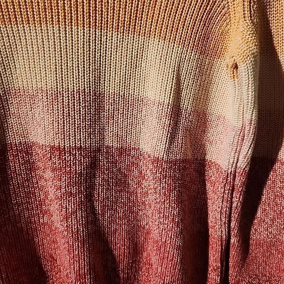 Talbots Petite MEDIUM Striped Sweater Pink CORAL Orange - Picture 4 of 5